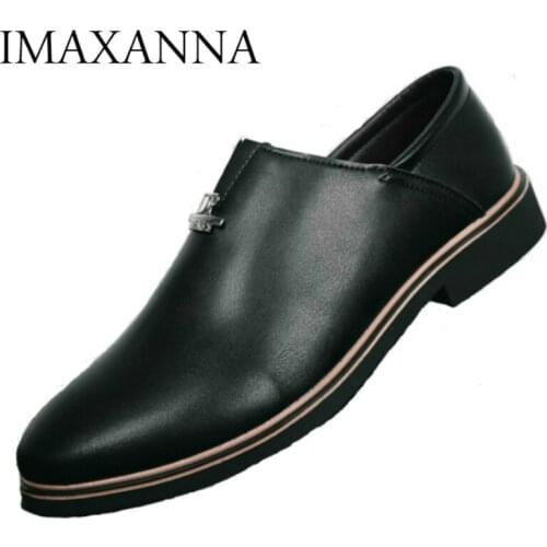 IMAXANNA Leather Shoes Men Casual Loafers Shoes High Quality Business Office Wedding Dress Shoes Black Brown Colour Dropshipping