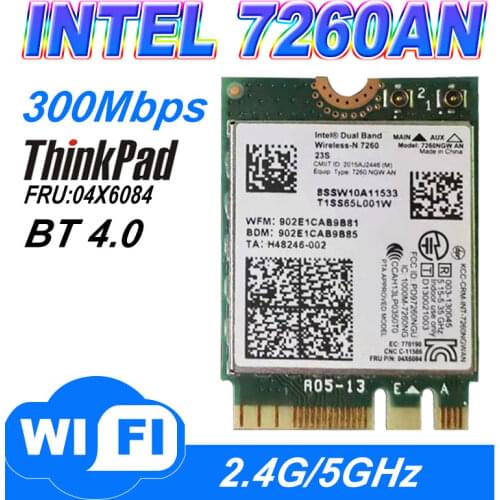 Intel Wireless-N 7260 7260NGW AN 802.11agn 2x2 Dual Band NGFF WiFi + Bluetooth 4.0 300Mbps X240 T440 T540 W540 L440 L540