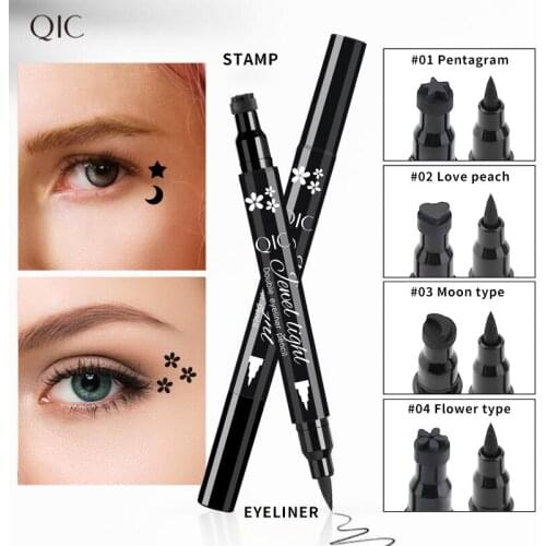 QIC Seal Eyeliner Pencil Double-headed Waterproof Non-Smudge Eye Makeup Quick Dry Waterproof Eyeliner Stamp Liquid TSLM1