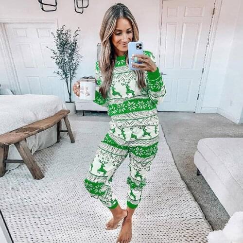 Christmas Pajama Set 2 Pieces Nightwear 90s Female Floral Print Long Sleeve Tops Waist Pyjama Trousers for Autumn Spring Xmas