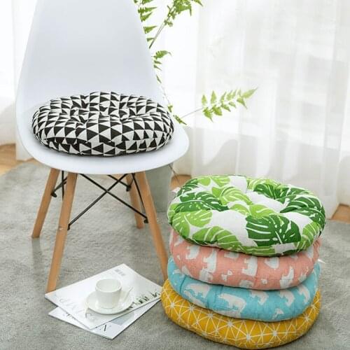 Round/Square Chair Cushion Cotton Linen Chair Pad For Home Printed Office Chair Cushion Tatami Outdoor Soft Pillow 40X40CM
