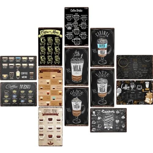 Coffee Menu Metal Sign Vintage For Cafe Bar Pub Wall Decor Home Decor Tin Signs Plaque Retro Plate Retro Poster 20*30cm