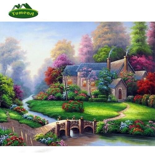 Needlework DIY DMC Cross stitch Sets For Embroidery kits diy landscape garden house diamond Patterns Counted Cross-Stitching hut
