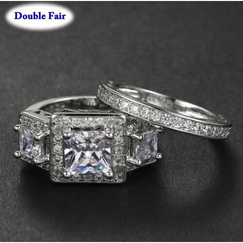 White Gold Color Brand Ring Sets For Women or Men High Quality Anniversary Gift New Jewelry Rings DWYG028