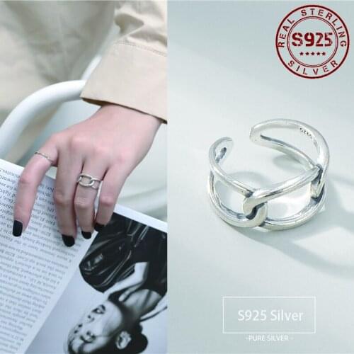 Real Silver Ring for Women Minimalist Adjustable Women Ring Sterling Silver 925 Jewelry Accessories Wedding Rings for Couples