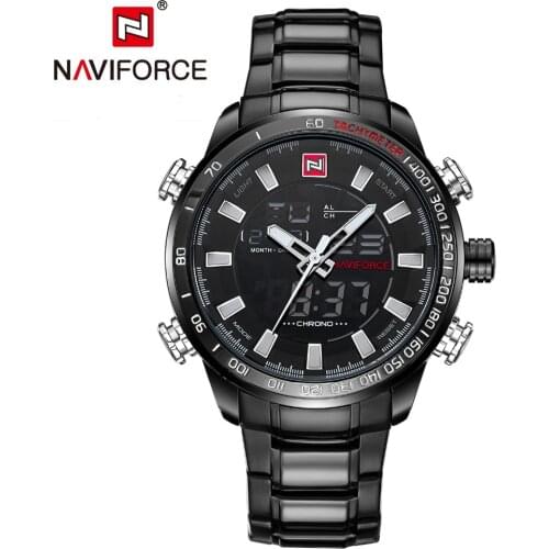 NAVIFORCE Sport Brand Men Military Luxury Watches Mens Digital Quartz Clock Full Steel Wrist Watch Waterproof relogio masculino