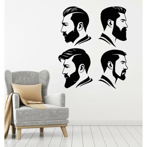 Barber Shop wall Sticker design Man Hairstyle Head Profile Fashion Vinyl Decal Decor Hair salon Hairdresser Glass door DG074