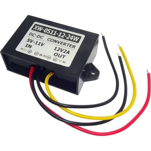 DC Step Up Adaptor 5V-11V To 12V 2A 24W Power Supply Converter Waterproof Shockproof Regulator Module Solar Energy LED Lights