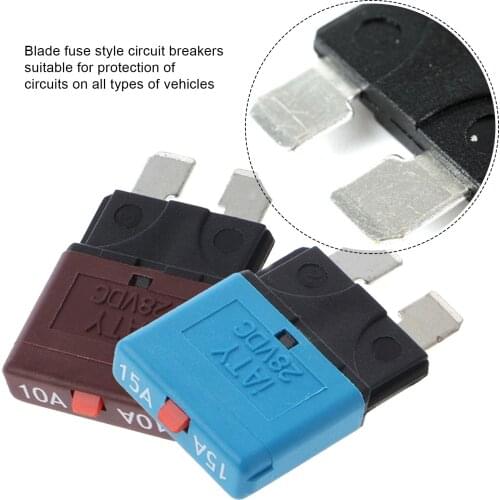28V 10-15A Circuit Breaker Blade Fuse Resettable Manual Reset Fuse Adapter For Car Truck Marine Car Insert Protector Accessories
