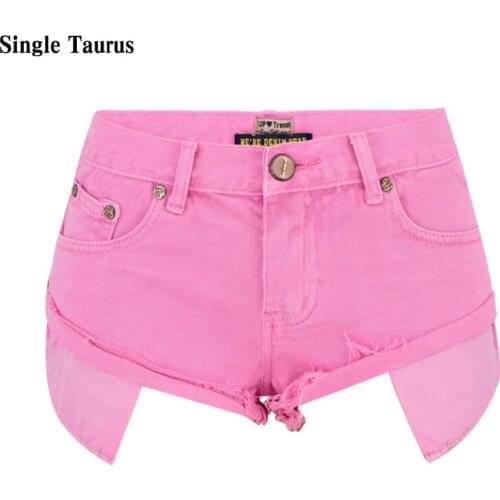 Low Waist Macaron Pink Jeans Shorts Women High Street Pantaloncini Donna Mujer Loose Summer Denim Shorts Korte Broek Vrouwen