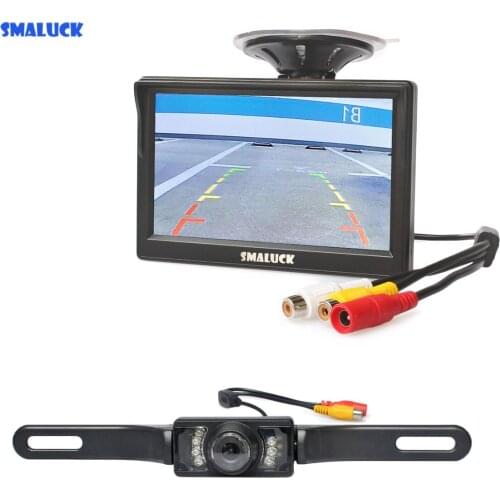 SMALUCK 5" Backup Car Monitor Car Van Truck Parking IR Night Vision Reversing Car Camera Rear View Security System