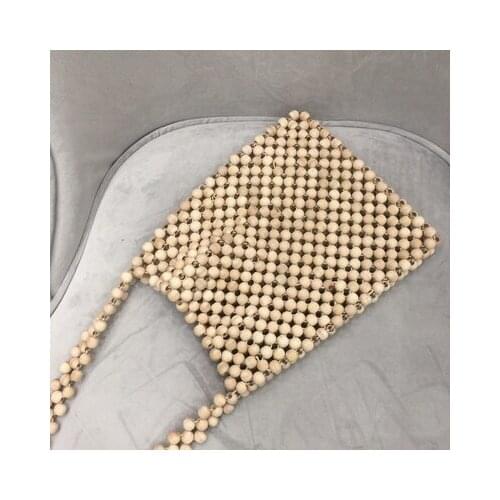 Fashion Wood Bead Messenger Bag Clutch Purse Wallet Handbag for Women Girl Summer Beach Bags Lady handbag