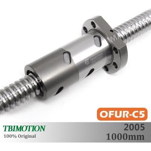 TBI C3 C5 2005 Ball screw 5mm lead with DFUR2005 OFUR2005 Ballnut CNC anti backlash 1000mm Double nut High Precision CNC
