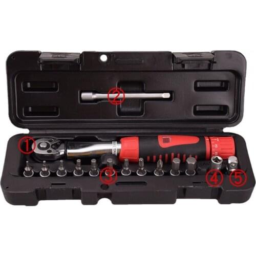 15pcs/set 2-24nm Bike Bicycle Torque Wrench Repair Tools Mechanical Ratchet Bits