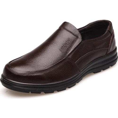 Genuine Leather Shoes Men Brand Footwear Non-slip Thick Sole Fashion Mens Casual Shoes Male High Quality Cowhide Loafers K059