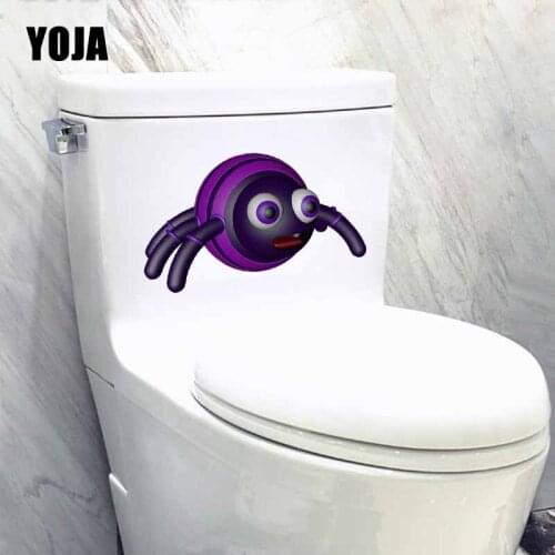 YOJA 22.6x13.7CM Funny Cartoon Spider Wall Decal Toilet Sticker Home Decor Cute Animal T5-1212