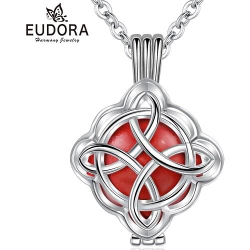 Eudora New 20mm Harmony Bola Ball Celtic knot Flower Locket Cage Pendant fit DIY Chime Ball Necklace Jewelry Women K364