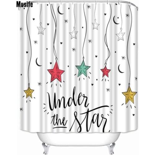 Musife Custom High Quality Star Pattern Shower Curtain Waterproof Bathroom Polyester Fabric Bathroom Curtain