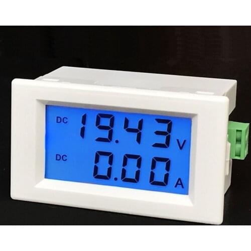 LCD display DC0-600V , 0-10A ampere and voltage meter dual display DC A V meter