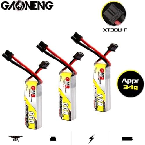 1-5Pcs GAONENG GNB 2S 7.6V 90C/180C 660mAh HV Lipo Battery XT30U-F Plug for Happymodel FPV Racing Cine Whoop BetaFPV RC Drone
