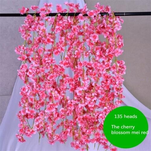 1.8M Artificial Silk Cherry Blossom Rattan Hanging Wedding Home Decor DIY Wedding Arch Decoration Party Rattan Wall Hanging