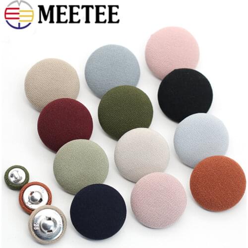 Meetee 50pcs 11-30mm Alloy Cloth Covered Button For Suit Coat Decorative Round Shank Buttons DIY Clothes Sewing Buckle Accessory