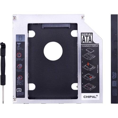 CHIPAL Aluminum LED 2nd HDD Caddy 9.5mm 12.7mm SATA 3.0 2.5'' SSD Case HD Hard Disk Drive Enclosure for Laptop DVD ROM CD-ROM