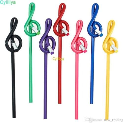 Free shipping Pencil stationery wholesale Music pencil Treble clef pencil Shape Multicolor mixed wooden pencils gifts