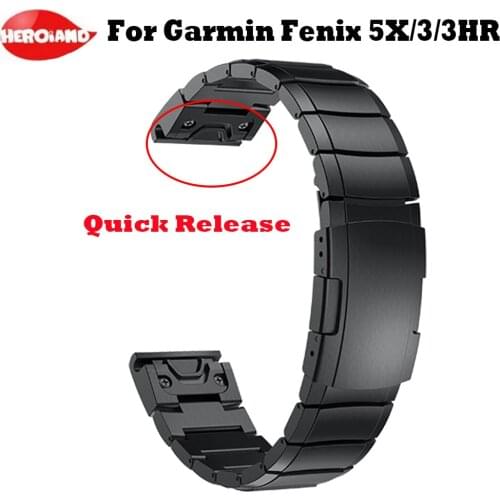 26mm for Garmin Fenix 5X/5X Plus/Fenix 3/3HR/ Quick Release Easy Fit Stainless steel Watch Wrist mens watches womens bracelet