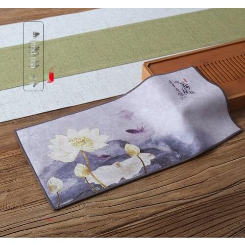Tea Towel Zen Painted Velvet Absorbent Tea Cloth Small Tea Mat Teapot Heat Proof Mat Tea Art Tea Ceremony Accessories