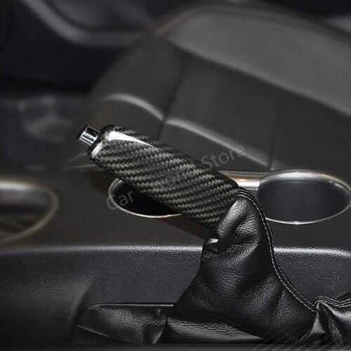 For Mustang Handbrake Grip Handle Cover Carbon Fiber Brake Lever Handle Cover Replace Fit Ford Mustang 2015-2021 Car Accessories