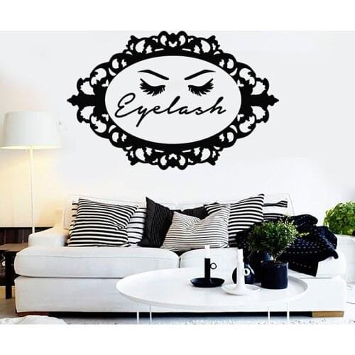 Long Eyelash Female Woman Eye Make Up Fashion Stylist vinyl wall stickers decal home decor bedroom art mural gift