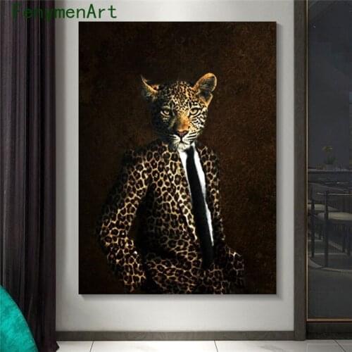Lion Elephant Leopard Raccoon Canvas Painting Nordic Wild Animals Poster Print Modern Wall Art Picture Office Room Home Decor