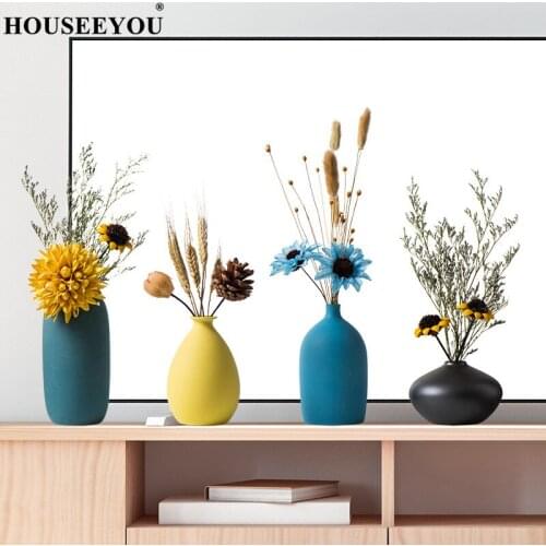 Nordic Style Ins Jingdezhen Ceramic Vase Dried Flower Simple Creative Hydroponic Plant Device Living Room