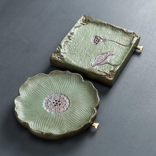 Ceramic Water Storage Tea Tray Drainage Dry Bubble Vintage Chinese Tea Tray Tea Ceremony Plateau Bois Kitchen Teaware DG50CP