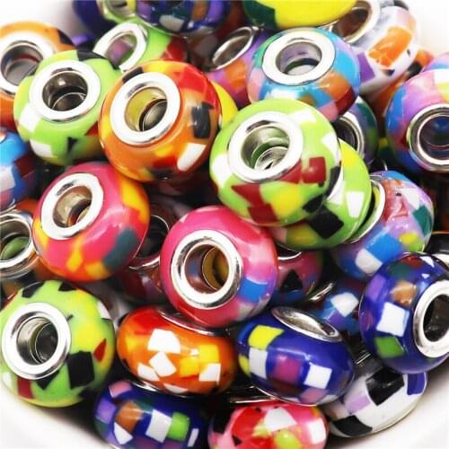 10Pcs Lot Wholesale Fimo Clay Big Hole European Beads Murano Charms Fit Pandora Bracelet Women DIY Jewelry Making Adults 14*8MM