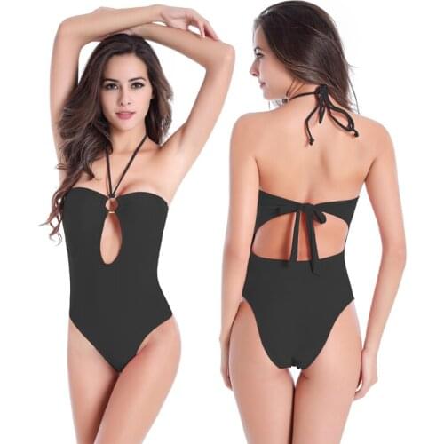 SWIMMART Monokini Swimsuit High Waist Most Popular Ring Center Swimwear Female One-piece Suits Swimming Bathers