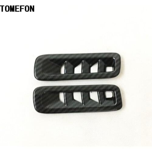 TOMEFON ABS Matte Carbon Fiber Interior Front Pillar Upper Air Vent Outlet Cover Auto Styling Trim For Mazdas CX-5 CX5 2017 2018