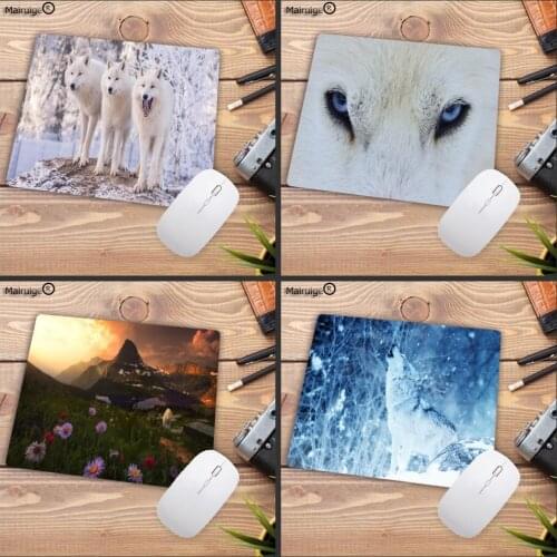 Mairuige Love Wolf Animal Custom Made Fashion Anti-slip Mouse Pad Rectangle Rubber Notebook PC Gaming Mouse Mat 25X20CM 25X29CM