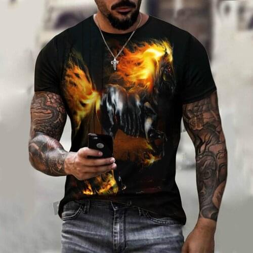 Lame Horse Logo Short Sleeve T-shirt Mens Breathable Multifunctional 3D Printing Shirt Code 2021 Summer Polyester