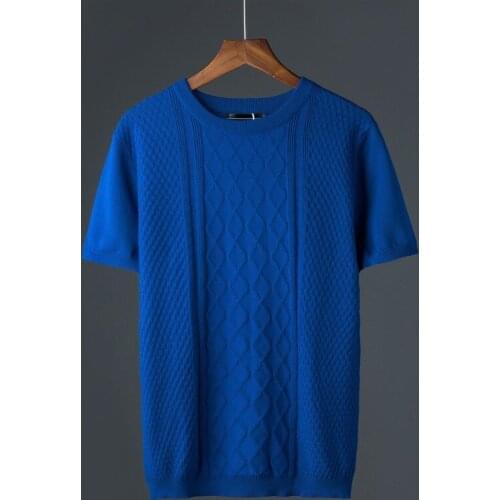 Autumn/Winter Men Knit Sweater New Short Sleeves Top Solid Color Half High Collar Sweater Pullover T Shirt
