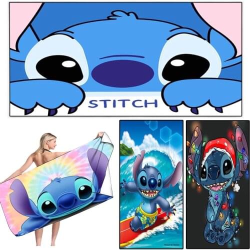 Disney Stitch Microfibre Bath Towel Blanket Soft Cartoon Breathable Children Baby Boys Beach Towel Swimming Towel Shipping Free