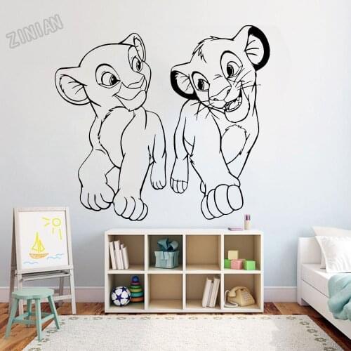 Lion King Simba And Nala Wall Sticker Decor Nursery Baby Bedroom Vinyl Wall Decal For Living Room Adornment Dormitory Decal Y227