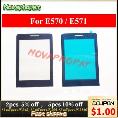Novaphopat New Original Black Glass Screen For Philips E570 E571 Glass lens Panel Replacement (not touch screen Sensor)+tracking