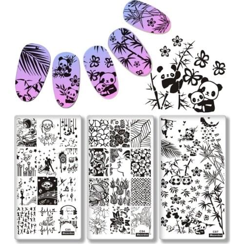 10Pc New Nail Art Plate 6*12cm Nail Stamping Lace Flower Panda Animal Design Women Image Template Print Nail Art DIY Manicure
