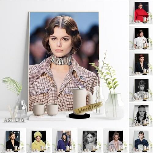 Kaia Jordan Gerber Catwalk Shows Poster Print Fashion Model Star Photograph Wall Art Canvas Painting Modern Living Room Decor