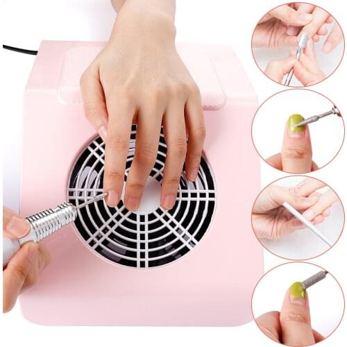 40W Nail Suction Dust Collector Fan Strong Nail Vacuum Cleaner Manicure Machine with 2 Collecting Bags Salon Nail Art Tools