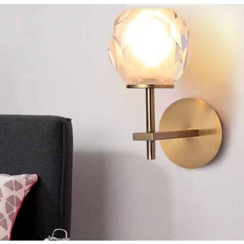 Luxury Wall Lamp All Copper Crystal Wall Light Living Room Background led Sconce Wall Lights Modern led Bathroom Mirror Light