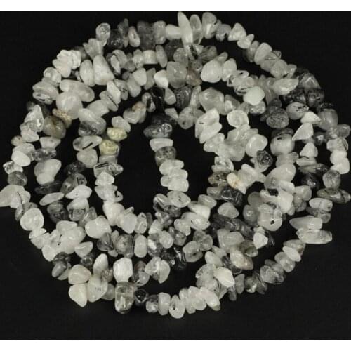 YHBZRET Natural Quartz Rutilated Beads for Jewelry Making 86cm strand Chips Irregular Gravel Semi Precious Stones Diy Bracelets