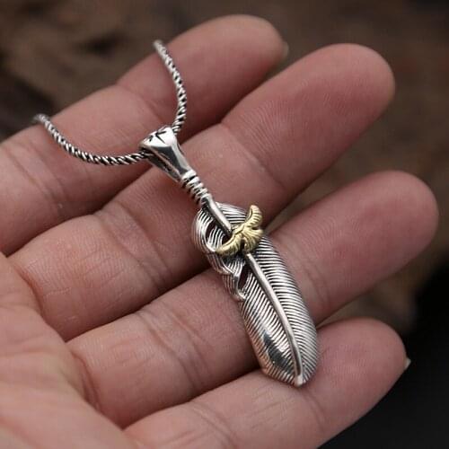 S925 Sterling Silver Jewelry Retro Thai Silver Takahashi Goro Simple Eagle Feathers Men And Women Pendants